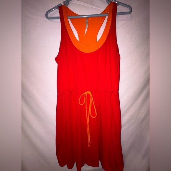 LC Lauren Conrad Red and Orange Midi Dress - Picture 7 of 9